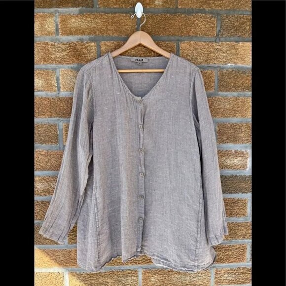 Flax button down shirt medium - Picture 1 of 8